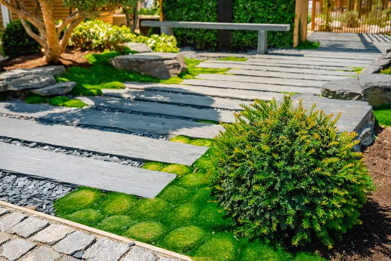 Stone stepping-stone path garden design, Centurion