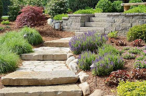 Natural stone steps and retaining wall landscaping, Waterkloof